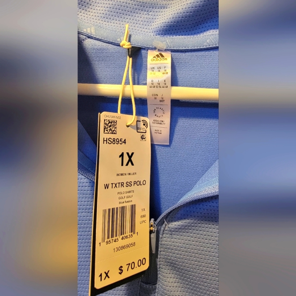 Women's size 1X Golf Polo, Adidas, blue, NWT - Picture 3 of 3
